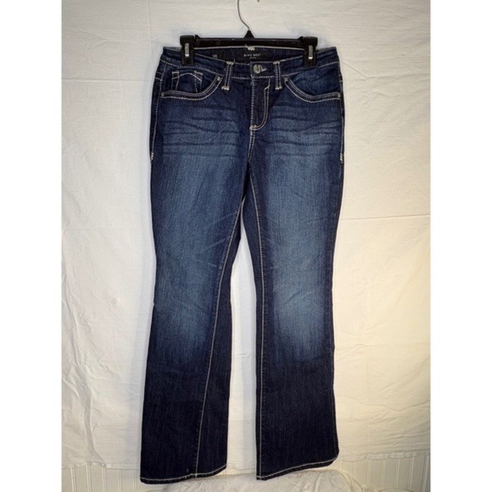 Nine West Jeans Womens 6 Dark Wash Embroidered Beaded Bootcut Denim Pants - Picture 9 of 11